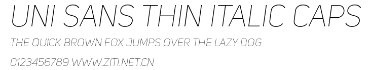 Uni Sans Thin Italic CAPS.otf字體轉換器圖片