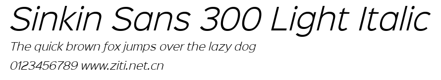 Sinkin Sans 300 Light Italic.ttf字體轉換器圖片