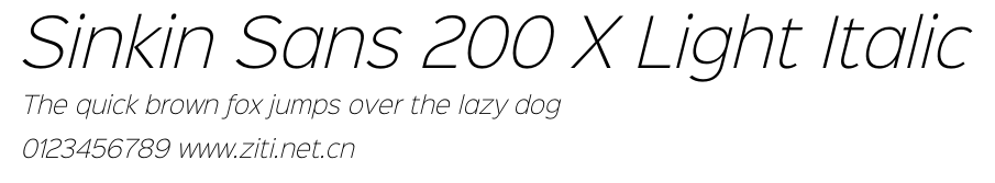 Sinkin Sans 200 X Light Italic.otf字體轉換器圖片