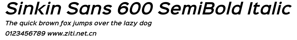 Sinkin Sans 600 SemiBold Italic.otf字體轉換器圖片