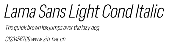 Lama Sans Light Cond Italic.otf