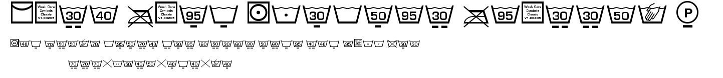 Wash Care Symbols Classic M54.ttf字體轉換器圖片