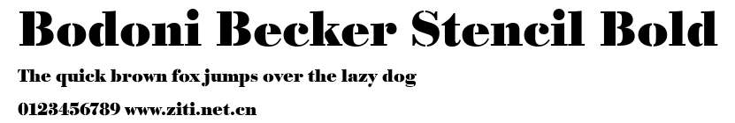 Bodoni Becker Stencil Bold.ttf字體轉換器圖片