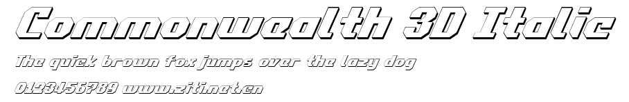 Commonwealth 3D Italic.ttf字體轉換器圖片