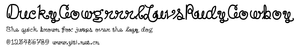 DuckyCowgrrrlLuvsRudyCowboy.ttf字體轉換器圖片