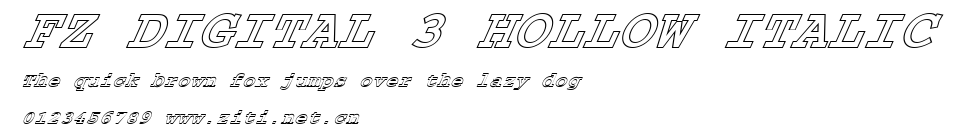 FZ DIGITAL 3 HOLLOW ITALIC.ttf字體轉換器圖片