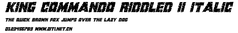 King Commando Riddled II Italic.ttf字體轉換器圖片