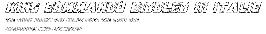 King Commando Riddled III Italic.ttf字體轉換器圖片