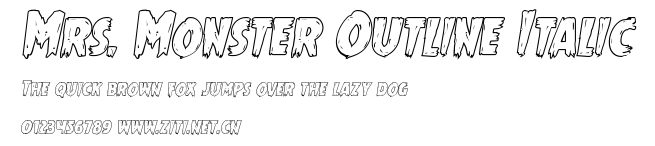 Mrs. Monster Outline Italic.ttf字體轉換器圖片