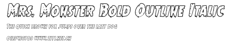 Mrs. Monster Bold Outline Italic.ttf字體轉換器圖片