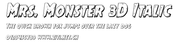 Mrs. Monster 3D Italic.ttf字體轉換器圖片