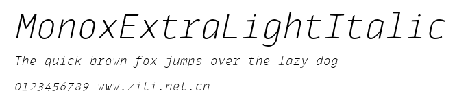MonoxExtraLightItalic.ttf字體轉換器圖片