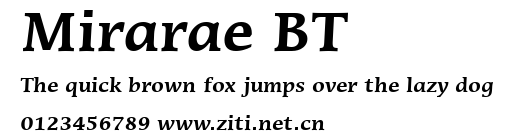 Mirarae BT.ttf字體轉換器圖片