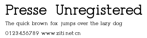 Presse (Unregistered).ttf字體轉換器圖片